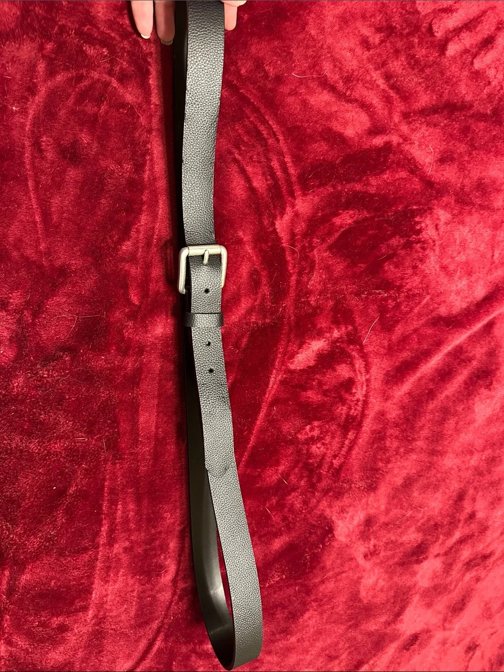 torrid skinny Black Textured Belt with Silver Buckle size 4